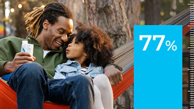 man and child and the number 77